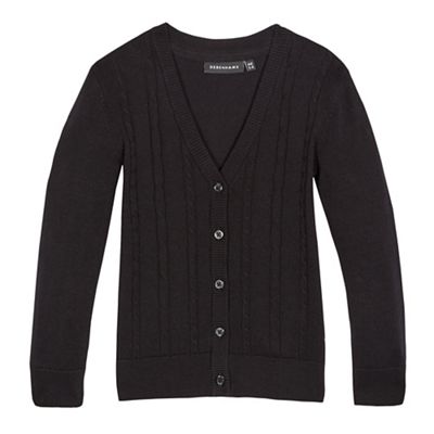 Girls' black cable knit cardigan